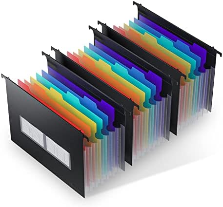 ThinkTex Plastic Expanding Hanging File Folders, 7 * 1.2" Accordian Pockets