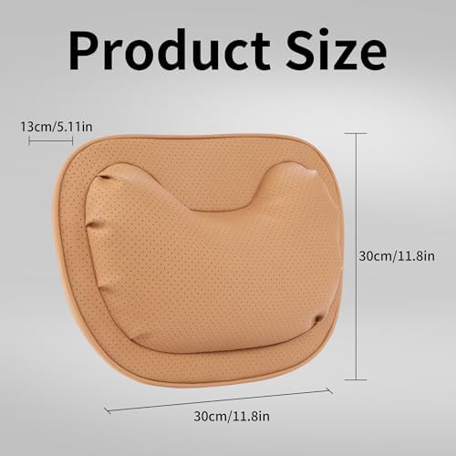 Car Neck Pillow [No More Pressure] Soft Comfortable Premium Leather Headrest with Adjustable Strap – Ergonomic Support for Driving, Office & Gaming, Palomino Brown, 2 Pack