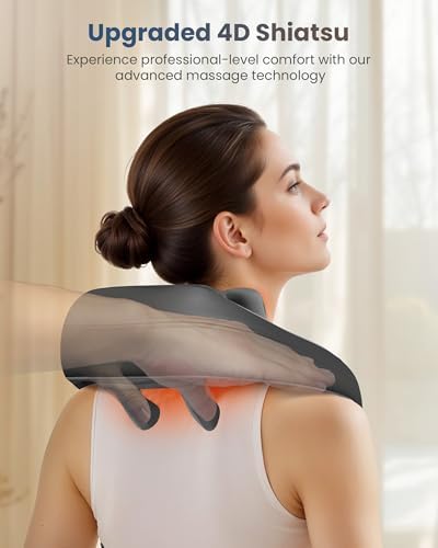 COMFIER Cordless 4D Shiatsu Neck & Shoulder Massager with Heat, Blue