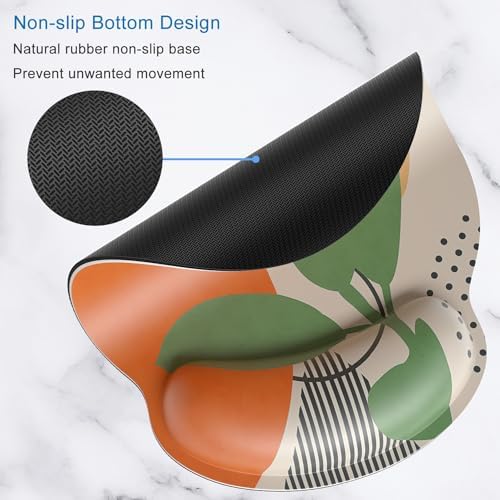 ITNRSIIET Ergonomic Mouse Pad with Wrist Support Wrist Rest Smooth Surface Non-Slip Rubber Base Comfortable Office Supplies Pain Relief, 9.8 x 9.1 inches, Modern Abstract Style