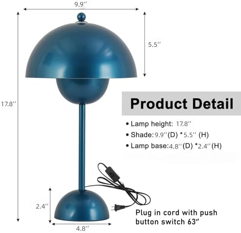 Creative Mid-Century Modern Bud Table Lamp for Home&Office, Gentian Blue