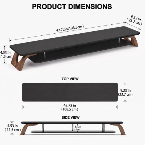 42.5''Dual Monitor Stand Riser for 2 Monitors with Acacia Wood, Black