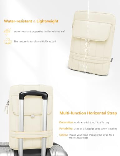 HYZUO 15-16 Inch Puffy Laptop Case Sleeve Padded Handbag, Beige
