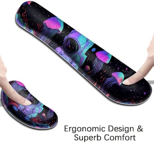Desk Mat, Large Gaming Mouse Pad with Wrist Rest, 4 in1 XXL Mouse pad+Keyboard Wrist Rest+Mouse Pad Wrist Support+Cup Coaster Set, Ergonomic Desk Pad for Home Office,Spaceman