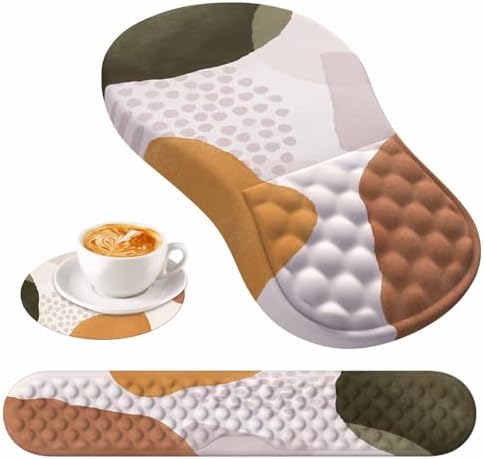 HAOCOO Memory Foam Wrist Rest Set with Mouse Pad, Keyboard Support,Beige