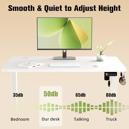 ERGOMAKER 40"x24" Standing Desk, Height Adjustable Sit-Stand Office, White