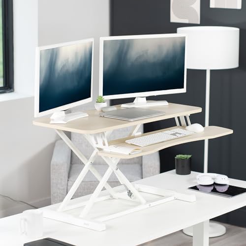 VIVO Light Wood 36 in Standing Desk Converter, DESK-V036KF