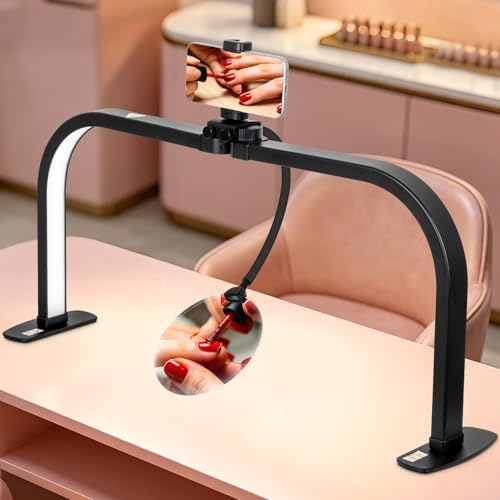 HITTI LED 5X Magnifier Half Moon Nail Desk Lamp, 30" Foldable Arch Light