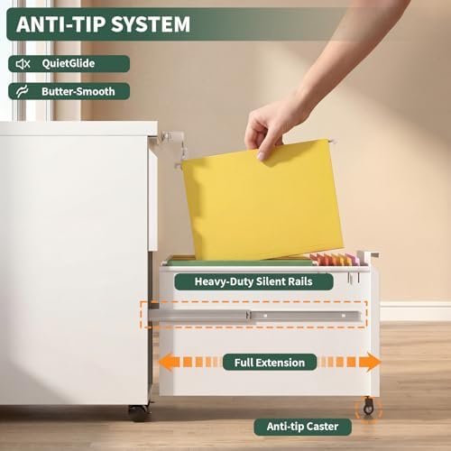 Small File Cabinet for Home Office,Metal Mobile Organizer Letters/Legal/A4