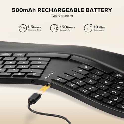 DELUX Ergonomic Wireless Keyboard, Ultra-Thin Split Ergo Keyboard (GM909)