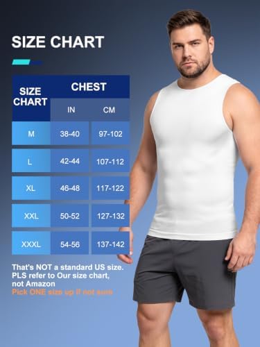 Odoland 3 Pack Men Compression Shirt Slimming Body Shaper Workout Vest