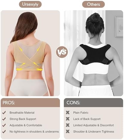 URSEXYLY Upper Back Brace for Women Breathable Posture Corrector Posture Support Back Straightener Pain Relief(Beige,3XL)