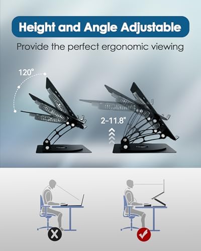 SHUWEI Laptop Cooling Stand w/Detachable Fan, for up to 16" Laptop, Black