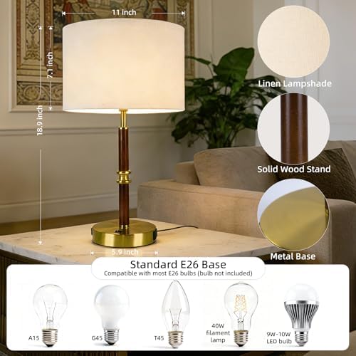 Table Lamp for Bedroom with USB & AC Outlet, Bulb Not Included