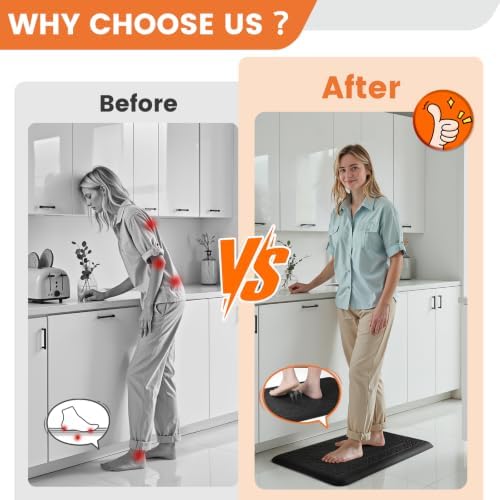 4/5 Inch Thicker Kitchen Mats Anti Fatigue Comfort Mat Standing Desk Rugs