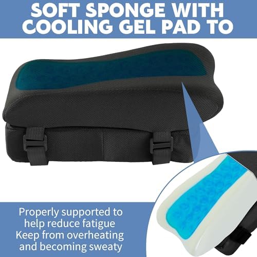MABOZOO Gel Ergonomic Office Chair Arm Pads, Set of 2 Height Adjustable Arm Pads for Elbows Forearms Pressure Relief, Office Chair Cushion (Black)