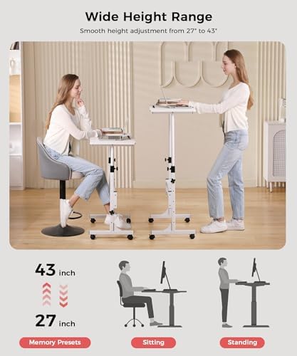 KLSMYHOKI Standing Desk Adjustable Height, Mobile Stand Up Desk with Wheels