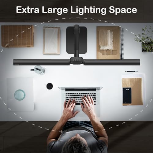 24W LED Desk Lamp for Home Office, 1500lm Dual Head Task Light with Remote