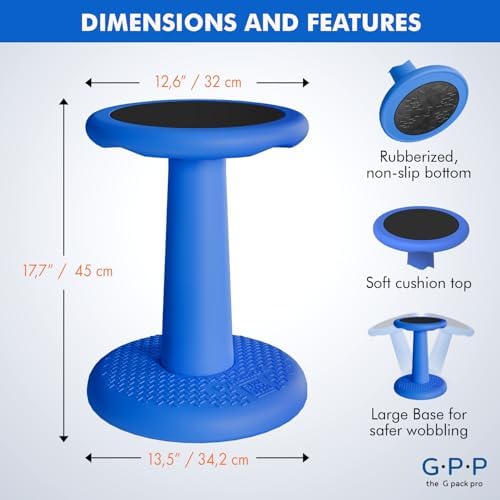 Dynamic Kids Wobble Stools, 2-Pack, 17.7-Inch, Blue