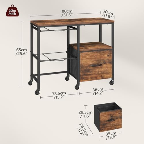 MAHANCRIS Rolling File Cart with Fabric Drawer & Hanging File Holders