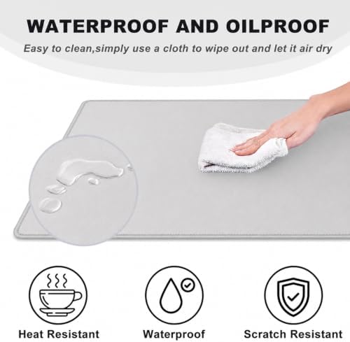 Large Mouse Pad Desk Mat Large Office Desk Pad with Stitched Edges, Gray