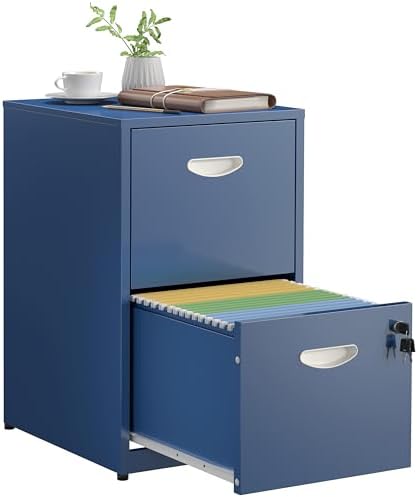 SteeLoong 2 Drawer File Cabinet,Metal Office File Cabinet with Lock,Blue