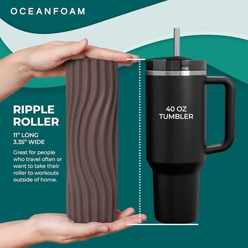 Oceanfoam Ripple Roller - Small Foam Roller for Physical Therapy (Espresso)