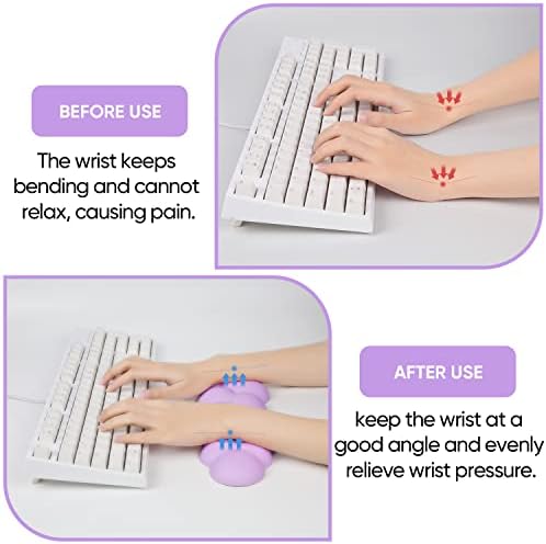 Sushret Cloud Wrist Rest Keyboard, Purple Cloud Palm Rest with PU Leather Memory Foam Cute Keyboard Rest for Wrist Support and Arm Rest, Desk Cloud Wrist Pad for PC Gaming/Hand Cushion/Computer/Office