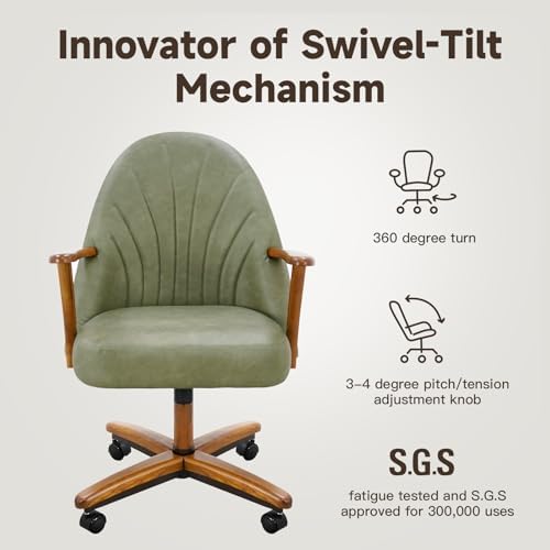 Chromcraft Bailey PU Leather Swivel-Tilt Caster Chair -Chestnut-Pine-4pc