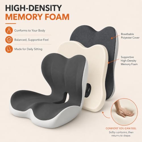 Orthopedic Seat Cushion with Back Support for Car Office Chair