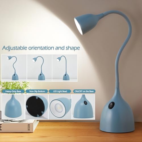 EJIAXIN Desk Lamp for College Dorm Room - LED Reading Light, Blue