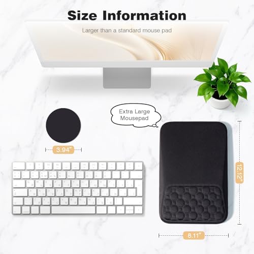 Ospelelf Mouse Pad with Wrist Rest Black Ergonomic Comfortable Pain Relief Mousepad Wrist Support for Laptop Computer