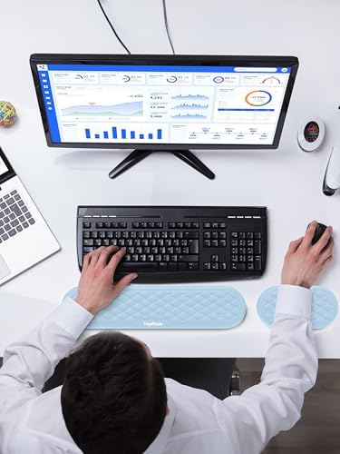 Ergonomic Wrist Rest, Full-Size Keyboard & Mouse Wrist Support Pad, Blue