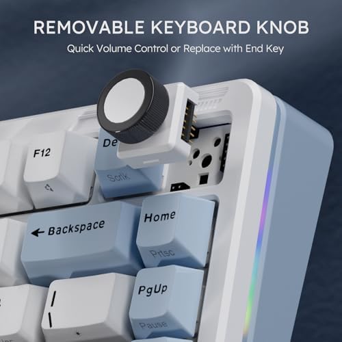 iLovBee B75 Wireless Mechanical Keyboard with Knob, Linear Switch, White