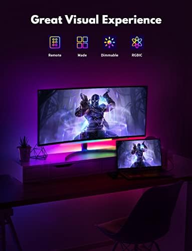 Under Monitor RGB Light Bar, LED Light for Desk Gaming Setup, USB Powered Keyboard Light, 12 Inch 5V, 353 Color Change Modes, Wireless Remote, LED Ambient Lights for Room Decor, Desk Setup, PC