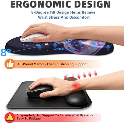 Ergonomic Mouse Pad with Wrist Rest, Memory Foam Wrist Support,Massage Bump