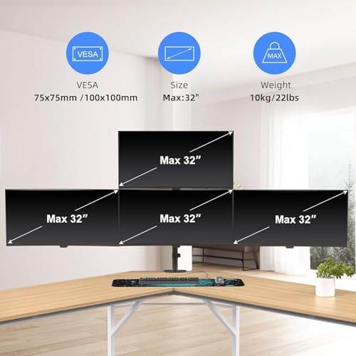 Pholiten Quad Monitor Arm Desk Mount for Max 32" Screens
