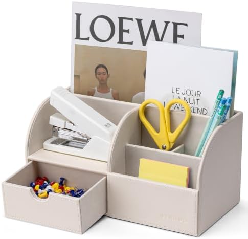 VLANDO PU Leather Desk Organizer with Drawer,6 Compartments