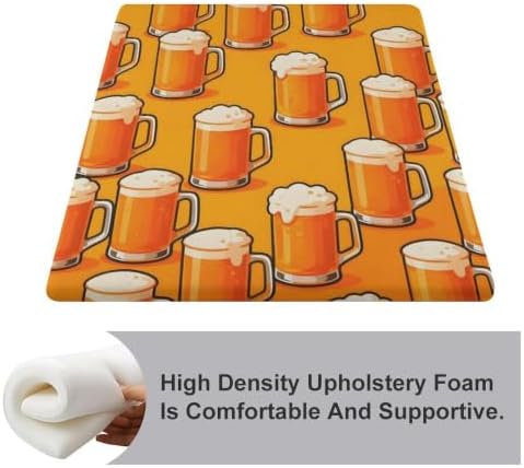 Breathable Square Chair Pad Memory Foam Cushion Beer Mug Pattern
