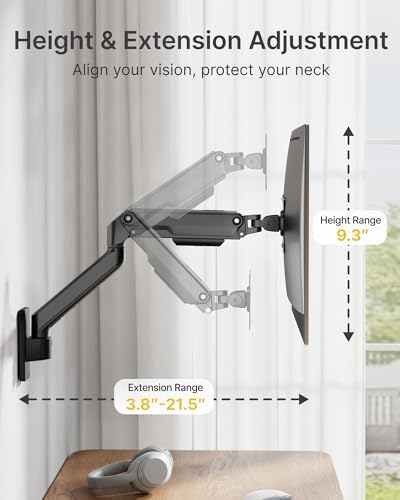 monTEK Single Monitor Wall Mount, Wobble-Free Spring, 17–32" Full Motion