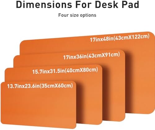 Aothia Leather Desk Pad Protector, Office Desk Mat, Large Mouse Pad, Non-Slip PU Leather Desk Blotter, Laptop Desk Pad, Waterproof Desk Writing Pad for Office and Home (48"x17", Hermes Orange)