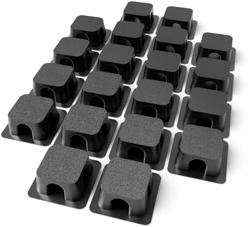 Magnetic Cable Organizer – Desktop Multipurpose Cord Keeper & Cable Management Clip for Home & Office (Black Block 20Pcs)