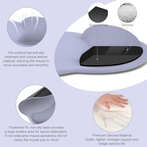 MOSISO Wrist Rest for Mouse Pad Set, Large Gaming Deskpad, Lavender Gray