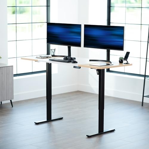 VIVO White/Light Wood 71 x 30 in Standing Desk, DESK-KIT-1B7WC