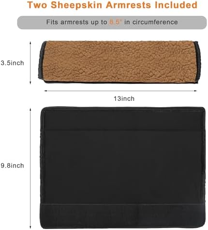 AHIER Wheelchair Armrest Pads, 2PCS Sheepskin Fleece Wheelchair Armrest Covers, Non Slip Arm Rest Cover Cushion pad for Wheelchairs (Brown)