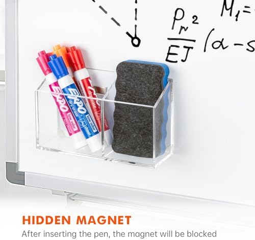 BEYGORM 2 Pack Magnetic Dry Erase Marker Holder for Whiteboard,Non-slip Acrylic Magnet Pen Holder for Fridge Refrigerator,Locker Organizer for Work,Locker Accessories,Pencil Cup,Marker Organizer