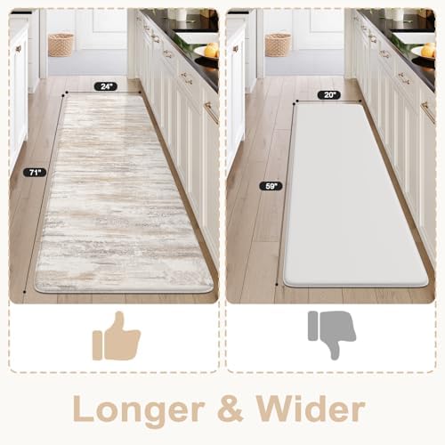 KIMODE Anti Fatigue Kitchen Mats 24"x71", Boho Abstract Kitchen Runner Rugs