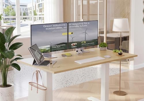 YDN Electric Standing Desk, 55x24 Inch, Nature