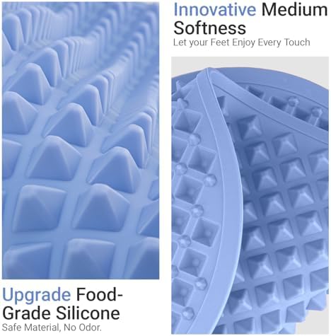 Upgrade Silicone Foot Massage Mat with Dual-Side Usage, Large Reflexology Mat for Feet Relaxation, Foldable Foot Acupressure Mat, Portable Standing Desk Mat for Pain, Fatigue Relief(Blue-L)