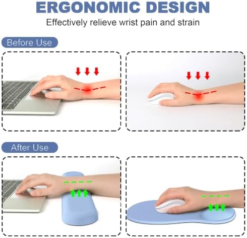 Ergonomic Mouse Pad with Wrist Rest and Keyboard Wrist Rest, Gel Mousepad